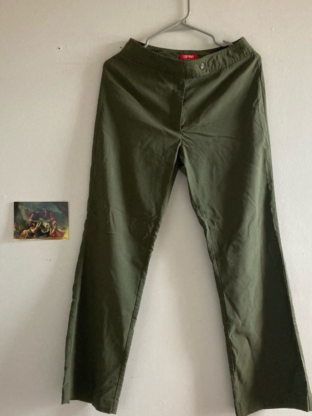 Esprit Olive Green Women's Straight-Leg Trousers